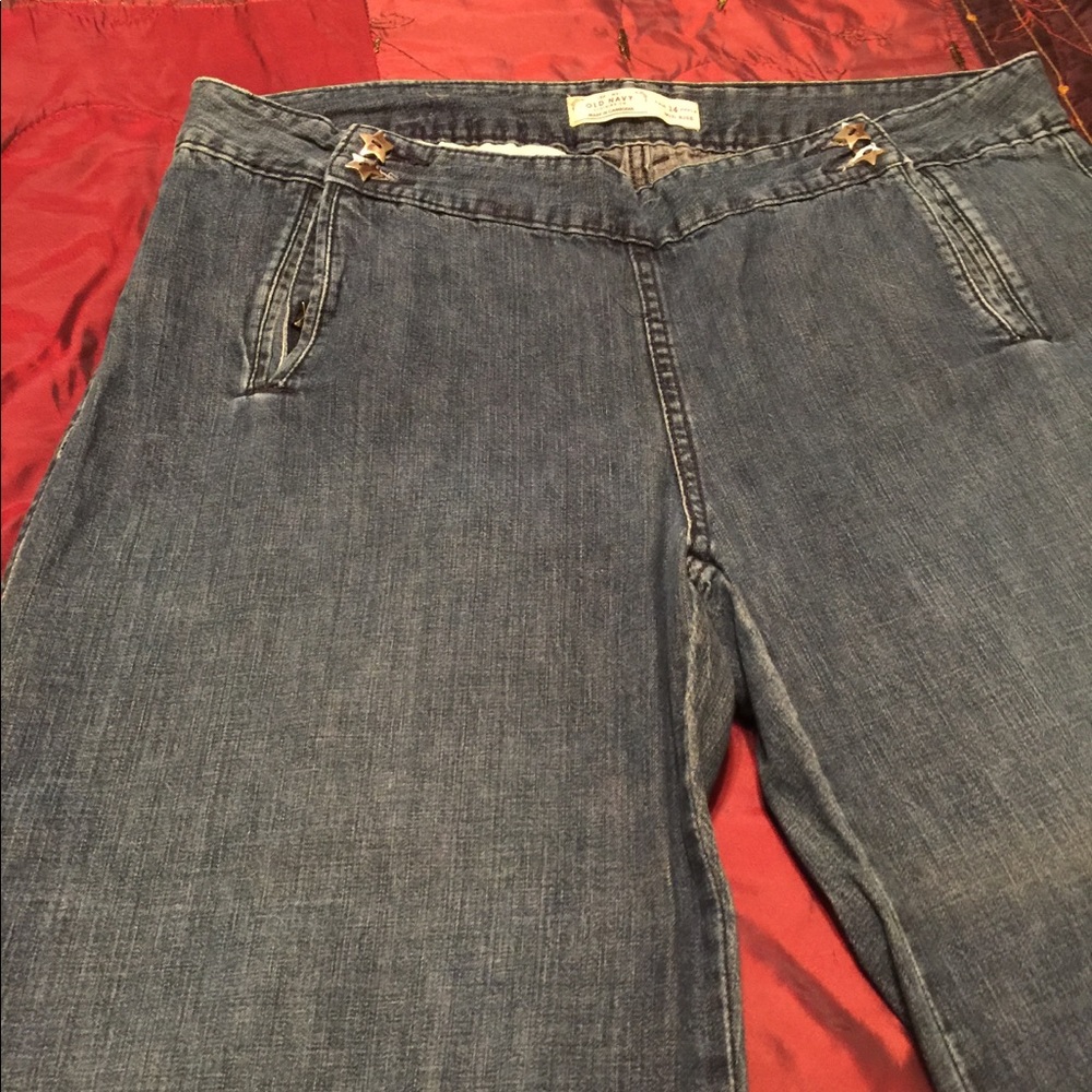 Wide leg flat front jean
